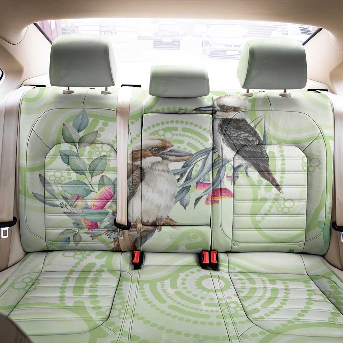 Australia Gumtree And Kookaburra Back Car Seat Cover Aboriginal Art - Watercolor Style