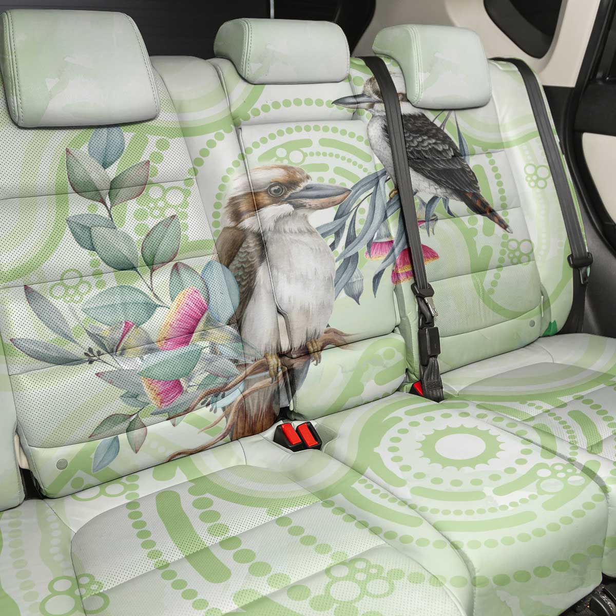 Australia Gumtree And Kookaburra Back Car Seat Cover Aboriginal Art - Watercolor Style