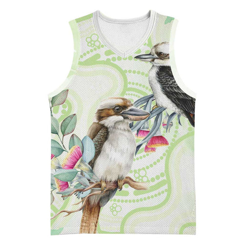 Australia Gumtree And Kookaburra Basketball Jersey Aboriginal Art - Watercolor Style - Aussie Hoodie