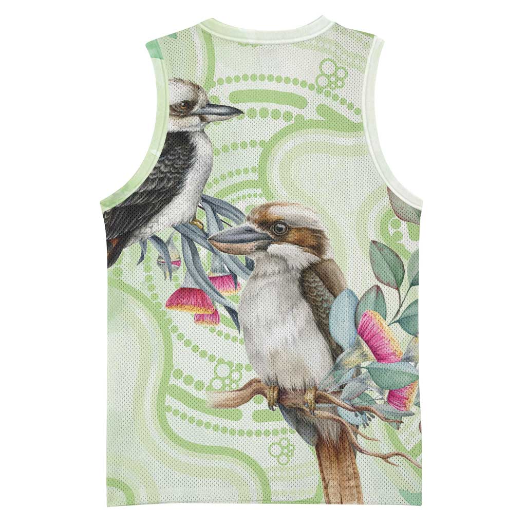 Australia Gumtree And Kookaburra Basketball Jersey Aboriginal Art - Watercolor Style - Aussie Hoodie