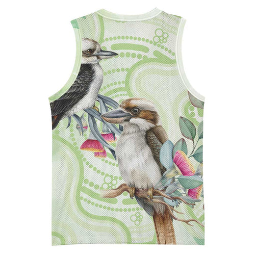 Australia Gumtree And Kookaburra Basketball Jersey Aboriginal Art - Watercolor Style - Aussie Hoodie