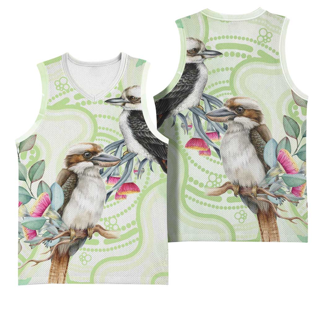 Australia Gumtree And Kookaburra Basketball Jersey Aboriginal Art - Watercolor Style - Aussie Hoodie