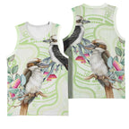 Australia Gumtree And Kookaburra Basketball Jersey Aboriginal Art - Watercolor Style - Aussie Hoodie