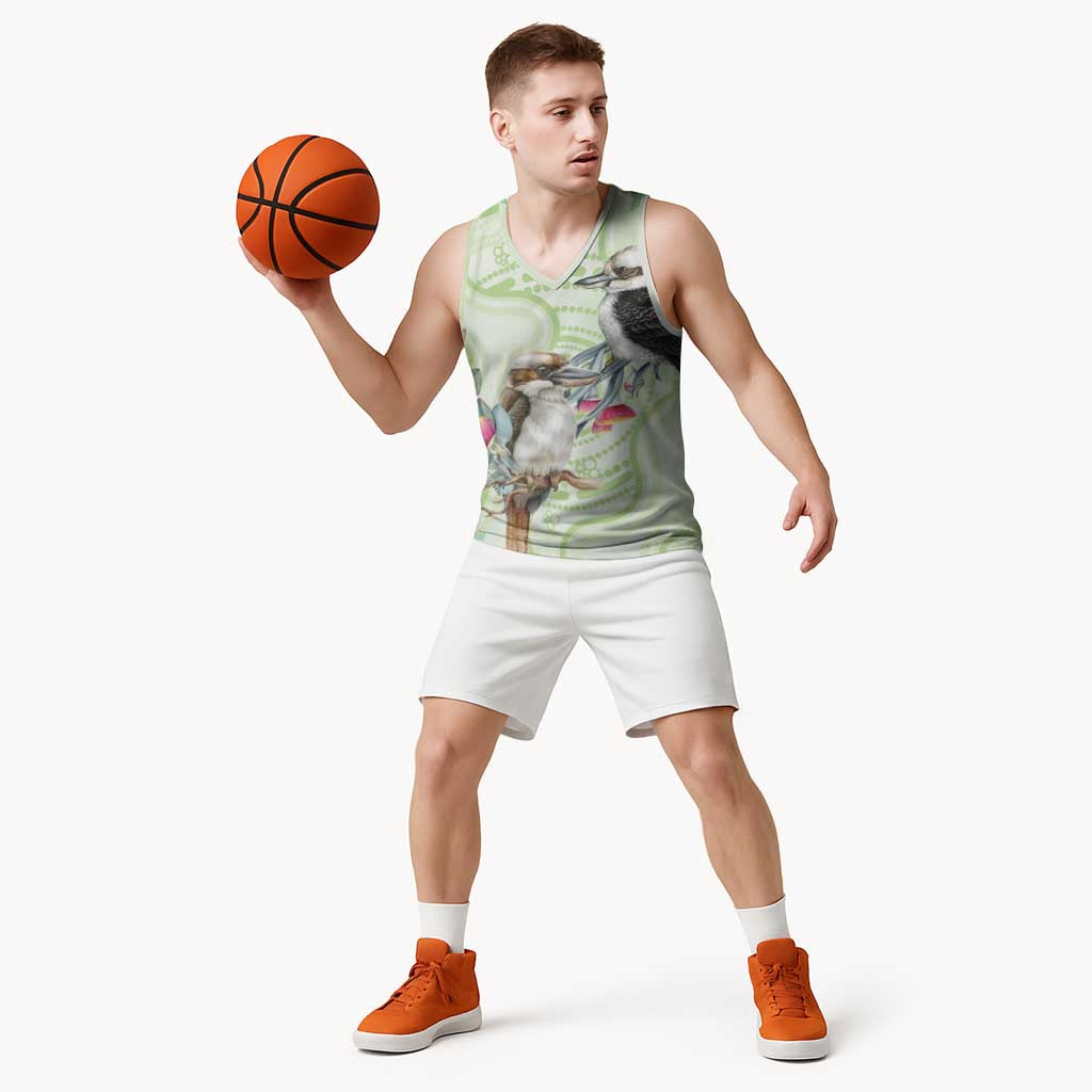 Australia Gumtree And Kookaburra Basketball Jersey Aboriginal Art - Watercolor Style - Aussie Hoodie