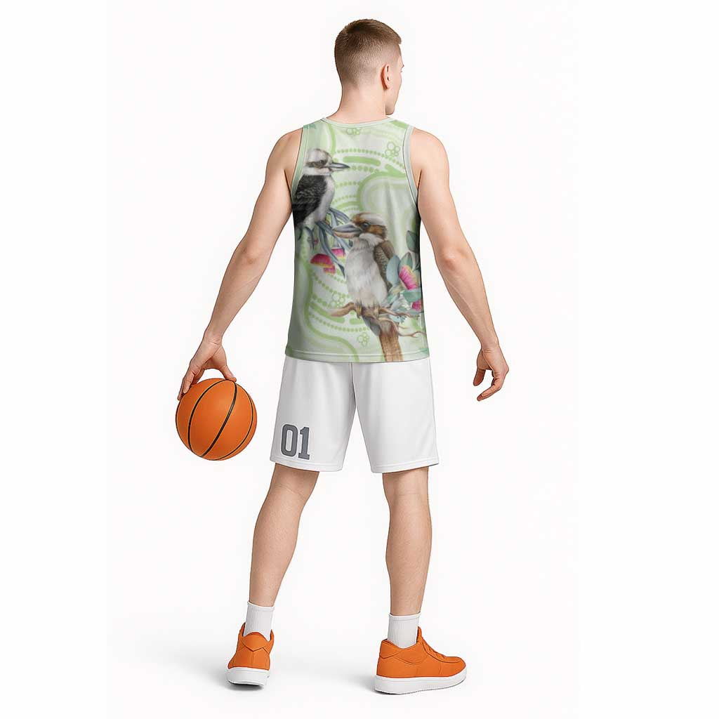 Australia Gumtree And Kookaburra Basketball Jersey Aboriginal Art - Watercolor Style - Aussie Hoodie