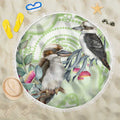 Australia Gumtree And Kookaburra Beach Blanket Aboriginal Art - Watercolor Style