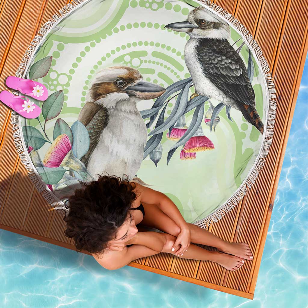 Australia Gumtree And Kookaburra Beach Blanket Aboriginal Art - Watercolor Style