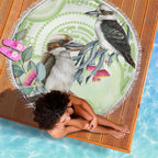Australia Gumtree And Kookaburra Beach Blanket Aboriginal Art - Watercolor Style