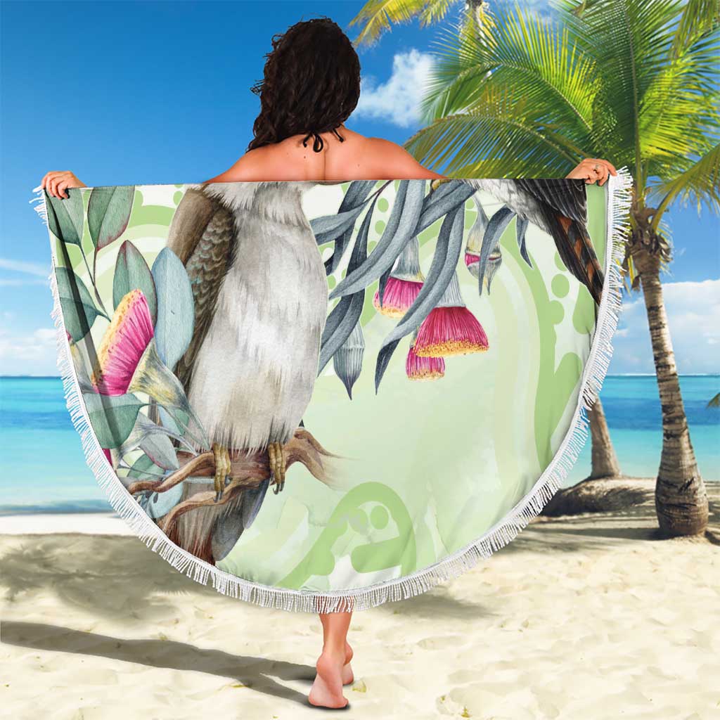 Australia Gumtree And Kookaburra Beach Blanket Aboriginal Art - Watercolor Style