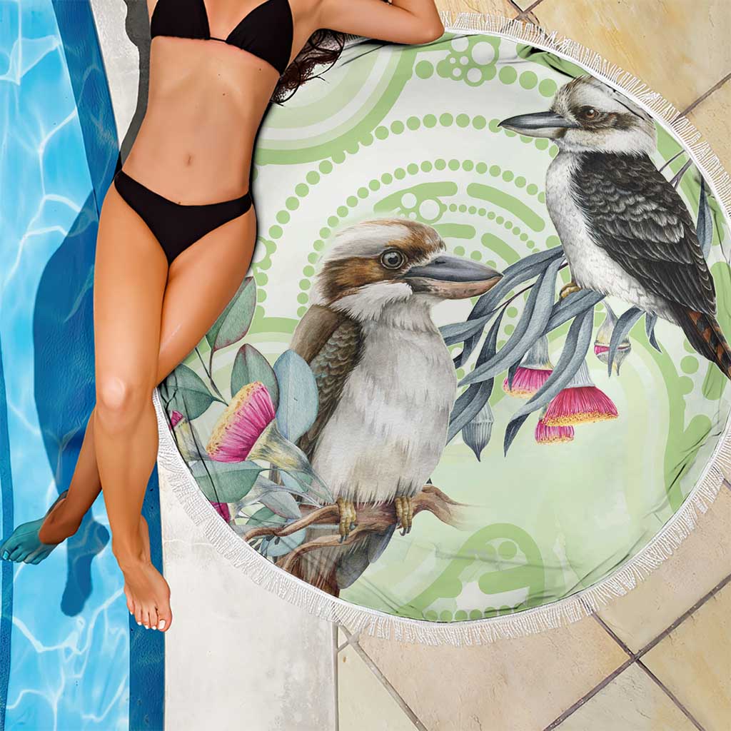 Australia Gumtree And Kookaburra Beach Blanket Aboriginal Art - Watercolor Style