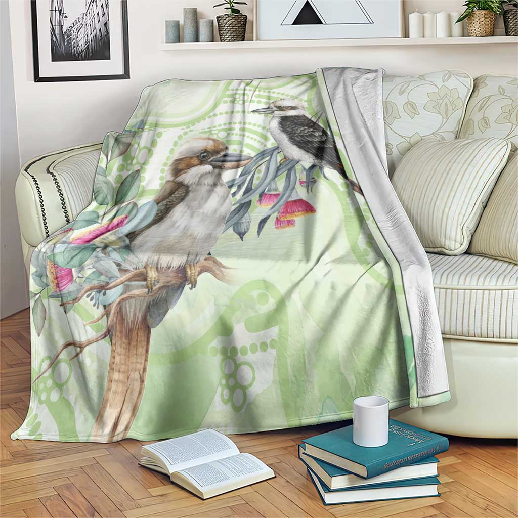 Australia Gumtree And Kookaburra Blanket Aboriginal Art - Watercolor Style