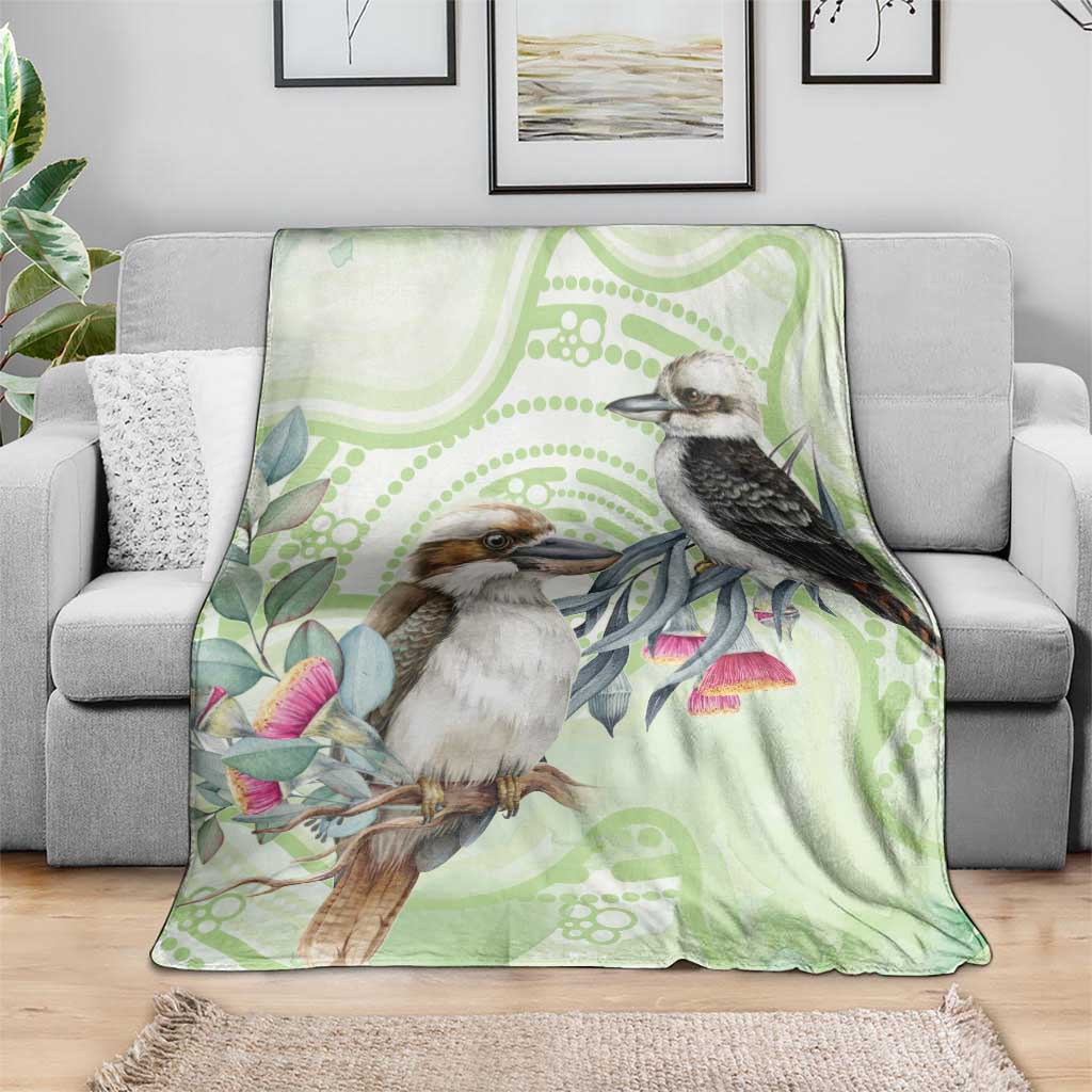 Australia Gumtree And Kookaburra Blanket Aboriginal Art - Watercolor Style