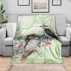 Australia Gumtree And Kookaburra Blanket Aboriginal Art - Watercolor Style