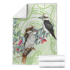Australia Gumtree And Kookaburra Blanket Aboriginal Art - Watercolor Style