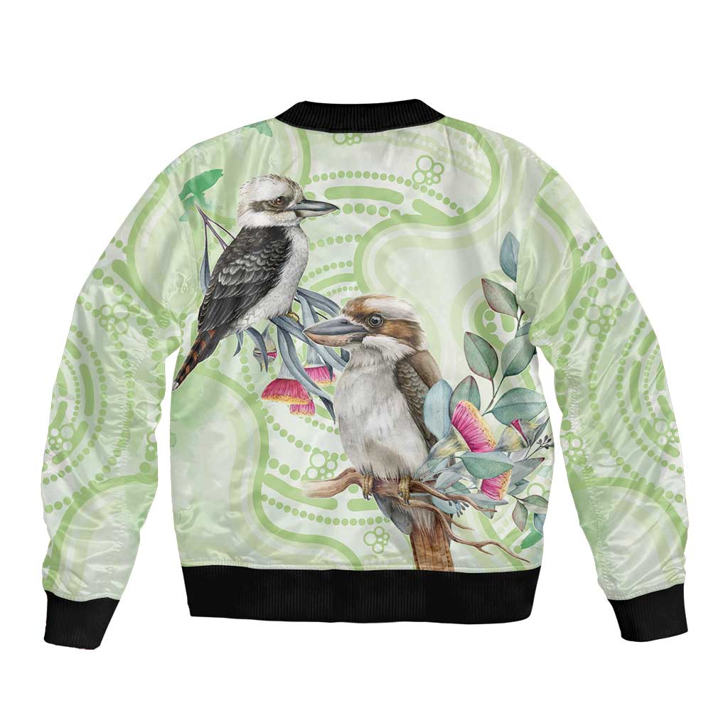 Australia Gumtree And Kookaburra Bomber Jacket Aboriginal Art - Watercolor Style