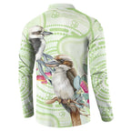 Australia Gumtree And Kookaburra Button Sweatshirt Aboriginal Art - Watercolor Style