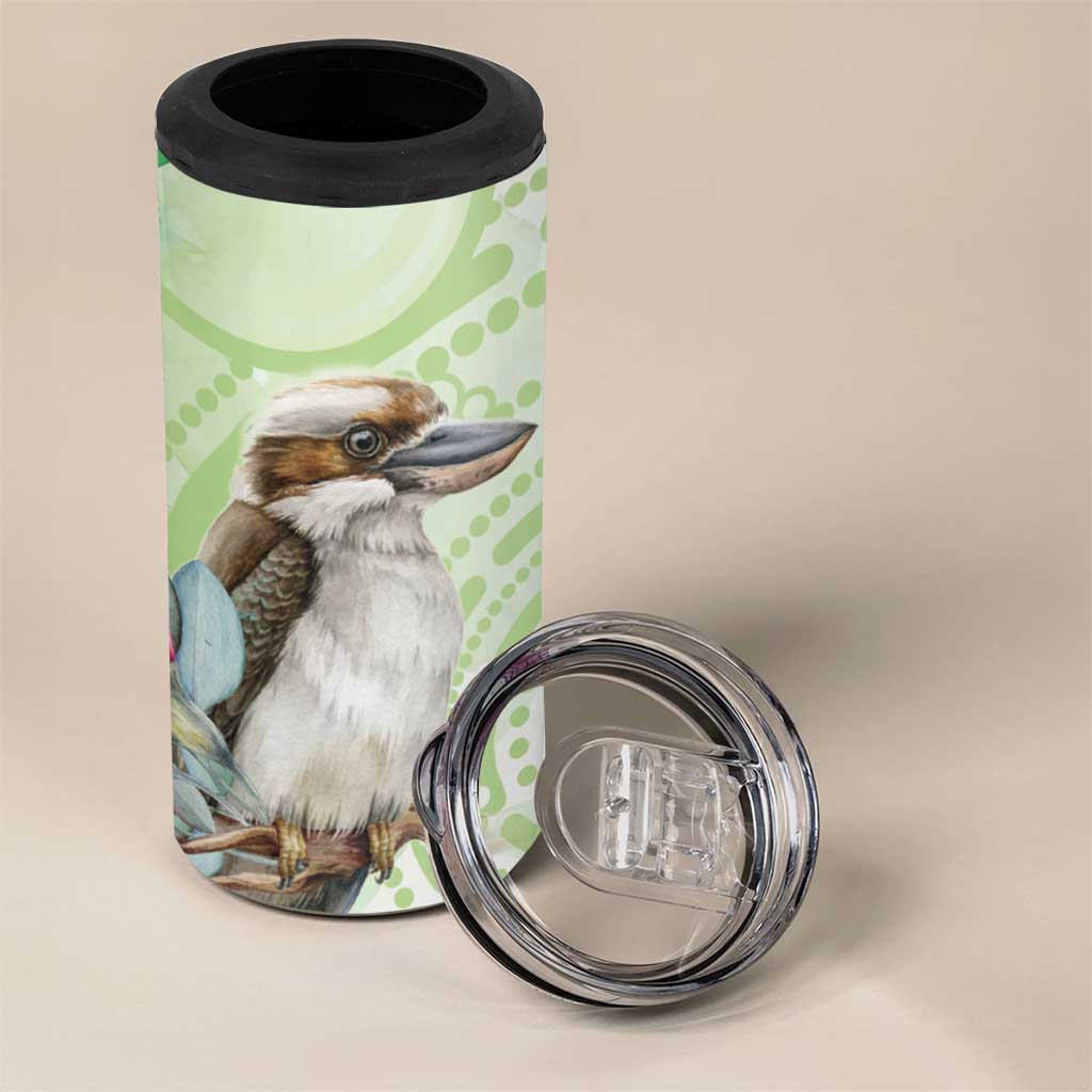 Australia Gumtree And Kookaburra 4 in 1 Can Cooler Tumbler Aboriginal Art - Watercolor Style