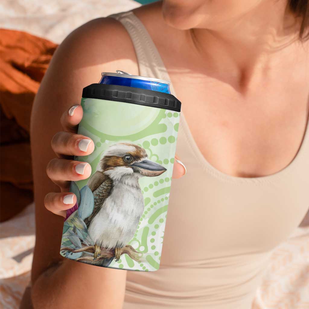Australia Gumtree And Kookaburra 4 in 1 Can Cooler Tumbler Aboriginal Art - Watercolor Style