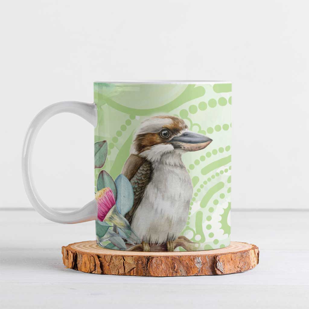 Australia Gumtree And Kookaburra Ceramic Mug Aboriginal Art - Watercolor Style - Aussie Hoodie