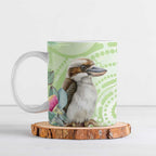 Australia Gumtree And Kookaburra Ceramic Mug Aboriginal Art - Watercolor Style - Aussie Hoodie