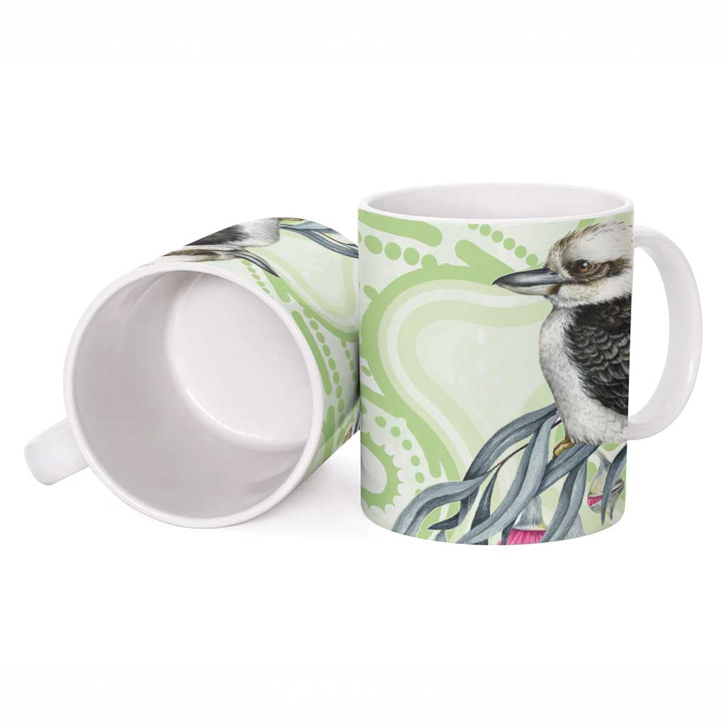 Australia Gumtree And Kookaburra Ceramic Mug Aboriginal Art - Watercolor Style - Aussie Hoodie