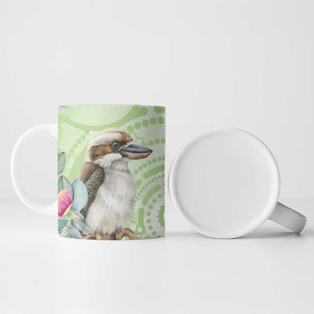 Australia Gumtree And Kookaburra Ceramic Mug Aboriginal Art - Watercolor Style - Aussie Hoodie