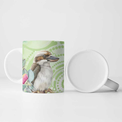 Australia Gumtree And Kookaburra Ceramic Mug Aboriginal Art - Watercolor Style - Aussie Hoodie