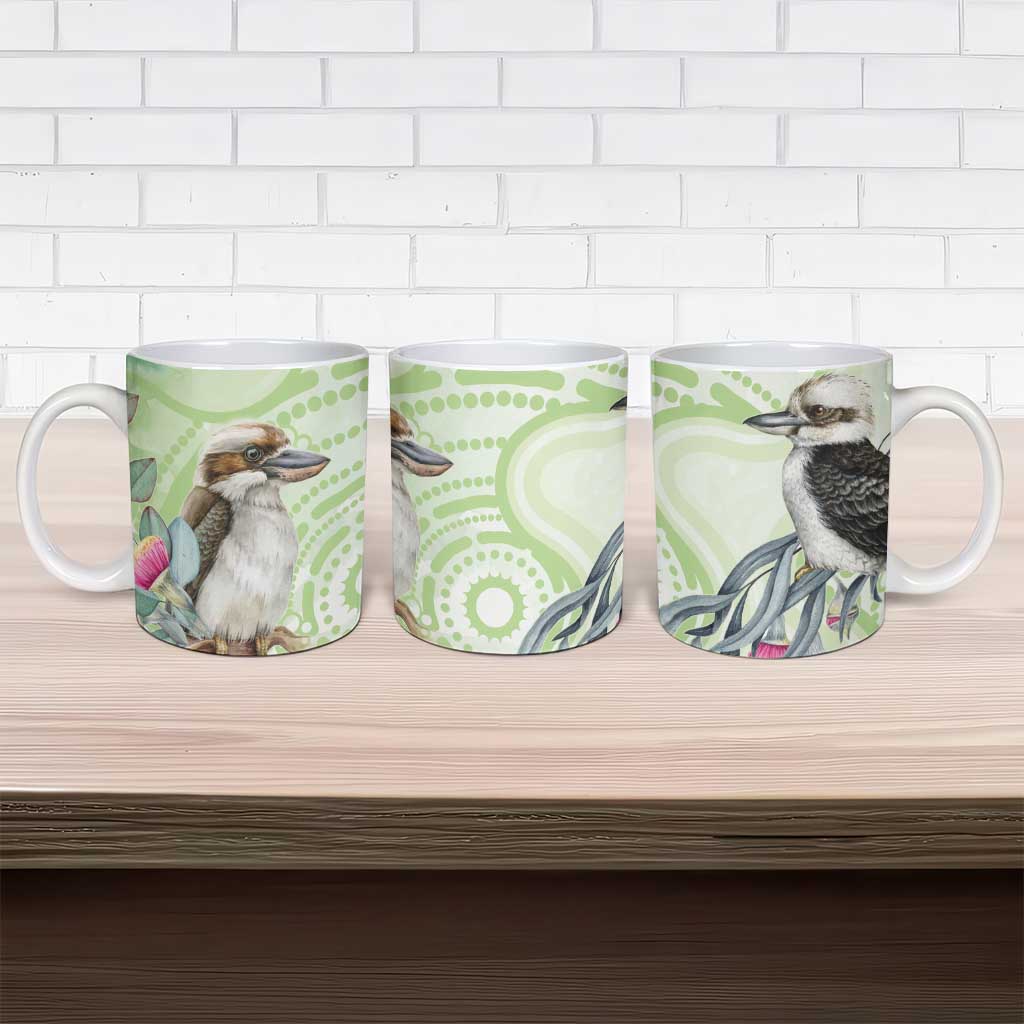 Australia Gumtree And Kookaburra Ceramic Mug Aboriginal Art - Watercolor Style - Aussie Hoodie