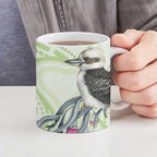 Australia Gumtree And Kookaburra Ceramic Mug Aboriginal Art - Watercolor Style - Aussie Hoodie
