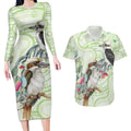 Australia Gumtree And Kookaburra Couples Matching Long Sleeve Bodycon Dress and Hawaiian Shirt Aboriginal Art - Watercolor Style