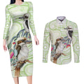 Australia Gumtree And Kookaburra Couples Matching Long Sleeve Bodycon Dress and Long Sleeve Button Shirt Aboriginal Art - Watercolor Style