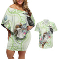 Australia Gumtree And Kookaburra Couples Matching Off Shoulder Short Dress and Hawaiian Shirt Aboriginal Art - Watercolor Style