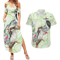 Australia Gumtree And Kookaburra Couples Matching Summer Maxi Dress and Hawaiian Shirt Aboriginal Art - Watercolor Style