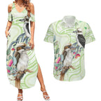 Australia Gumtree And Kookaburra Couples Matching Summer Maxi Dress and Hawaiian Shirt Aboriginal Art - Watercolor Style