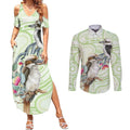 Australia Gumtree And Kookaburra Couples Matching Summer Maxi Dress and Long Sleeve Button Shirt Aboriginal Art - Watercolor Style