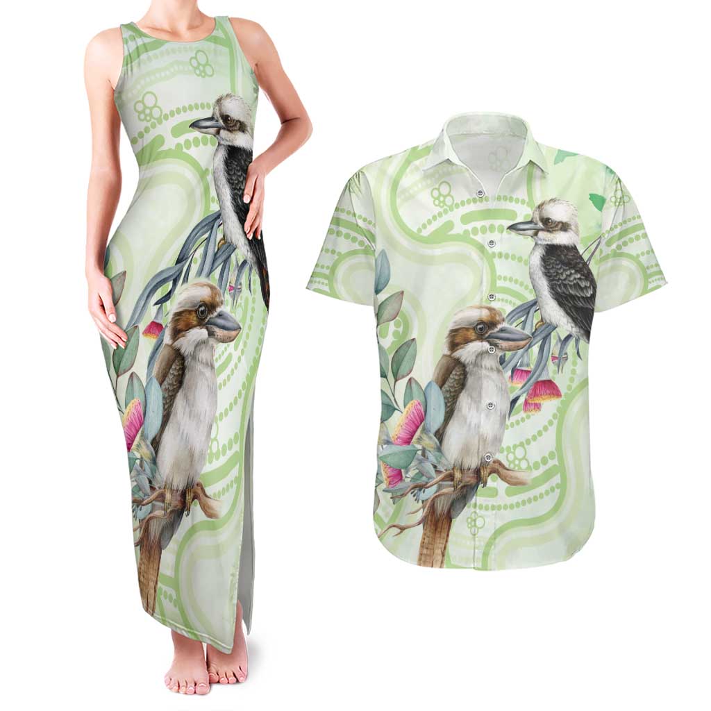 Australia Gumtree And Kookaburra Couples Matching Tank Maxi Dress and Hawaiian Shirt Aboriginal Art - Watercolor Style