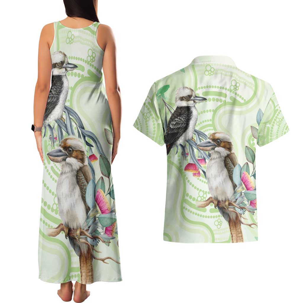 Australia Gumtree And Kookaburra Couples Matching Tank Maxi Dress and Hawaiian Shirt Aboriginal Art - Watercolor Style