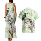 Australia Gumtree And Kookaburra Couples Matching Tank Maxi Dress and Hawaiian Shirt Aboriginal Art - Watercolor Style