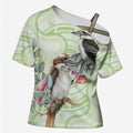 Australia Gumtree And Kookaburra Cross Shoulder Shirt Aboriginal Art - Watercolor Style - Aussie Hoodie