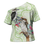 Australia Gumtree And Kookaburra Cross Shoulder Shirt Aboriginal Art - Watercolor Style - Aussie Hoodie