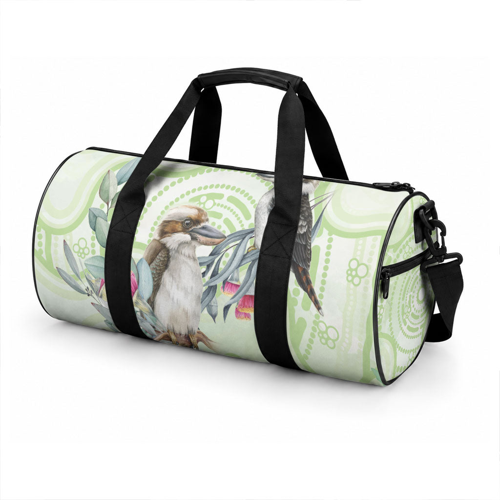 Australia Gumtree And Kookaburra Duffle Bag Aboriginal Art - Watercolor Style
