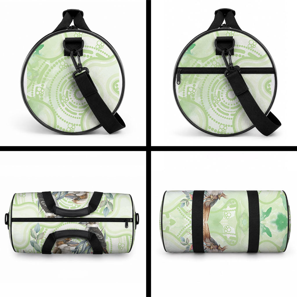 Australia Gumtree And Kookaburra Duffle Bag Aboriginal Art - Watercolor Style