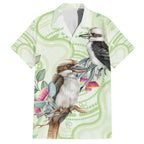 Australia Gumtree And Kookaburra Family Matching Long Sleeve Bodycon Dress and Hawaiian Shirt Aboriginal Art - Watercolor Style