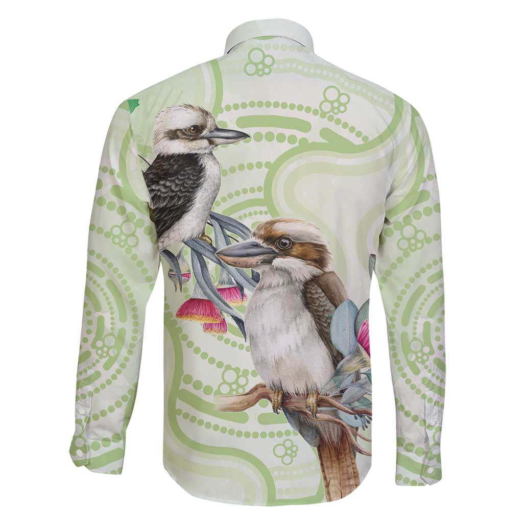 Australia Gumtree And Kookaburra Family Matching Long Sleeve Bodycon Dress and Hawaiian Shirt Aboriginal Art - Watercolor Style