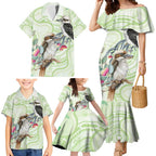 Australia Gumtree And Kookaburra Family Matching Mermaid Dress and Hawaiian Shirt Aboriginal Art - Watercolor Style