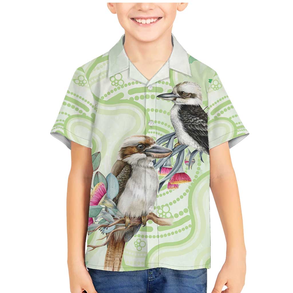 Australia Gumtree And Kookaburra Family Matching Mermaid Dress and Hawaiian Shirt Aboriginal Art - Watercolor Style