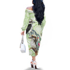 Australia Gumtree And Kookaburra Family Matching Off The Shoulder Long Sleeve Dress and Hawaiian Shirt Aboriginal Art - Watercolor Style