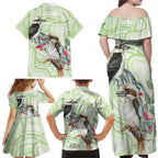 Australia Gumtree And Kookaburra Family Matching Off Shoulder Maxi Dress and Hawaiian Shirt Aboriginal Art - Watercolor Style