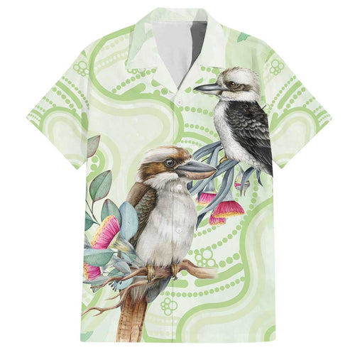 Australia Gumtree And Kookaburra Family Matching Off Shoulder Short Dress and Hawaiian Shirt Aboriginal Art - Watercolor Style