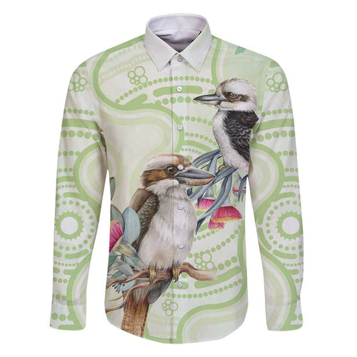 Australia Gumtree And Kookaburra Family Matching Off Shoulder Short Dress and Hawaiian Shirt Aboriginal Art - Watercolor Style